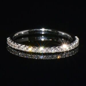 AUTHENTIC JAMES ALLEN 14K WHITE GOLD FRENCH PAVÉ DIAMOND WEDDING BAND RING